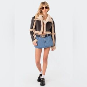 Edikted Ricky Faux Leather Shearling Jacket size XL NEW WITHOUT TAGS